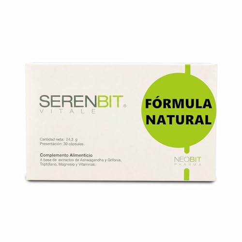 SERENBIT | Complemento alimenticio Para Reducir el Estres y La Ansiedad | Relajante | 30 Capsulas de ashwagandha capsulas, Triptofano con magnesio, extracto de Grifonia, Magnesio y Vitaminas B6 y B12