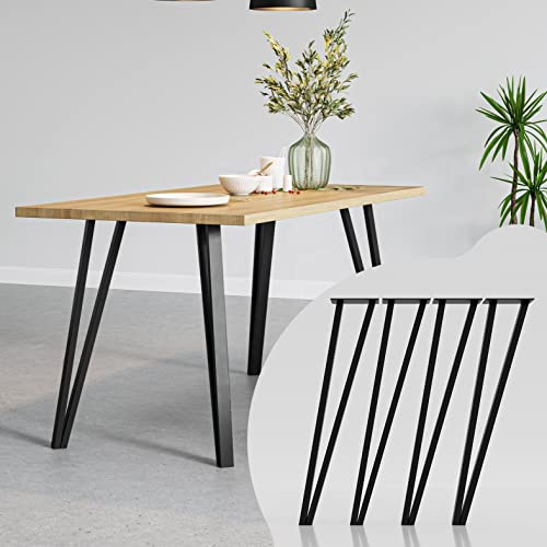 MATERIUM® 4X Tischbeine Metall Schwarz 70cm - Extra stabile Tischbeine inkl. Schrauben und Bodenschutz - Modernes Industrial Design - Esstisch, Schreibtisch (Schwarz Matt)