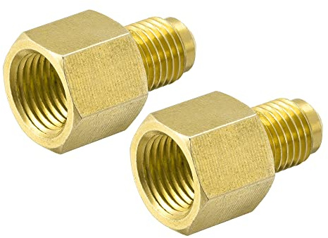 M METERXITY 2 Paquete Latón Tubería Conexión Reductor Adaptador - Reductor Recto Acoplamiento, Apretada Conexión, Aplicar a Manguera Tanque (1/4SAE Macho a 5/16SAE Hembra, Amarillo)
