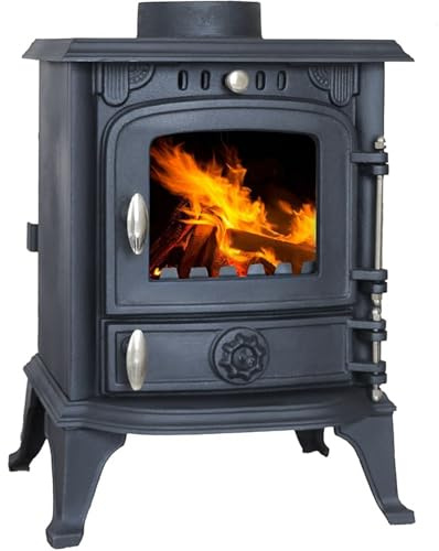 HEATSURE Woodburning Multifuel Stove Cast Iron Log Wood Burner Fireplace Heating Glass View Airwash System Heat Warm Indoor 4.5KW Defra Approved Eco Design