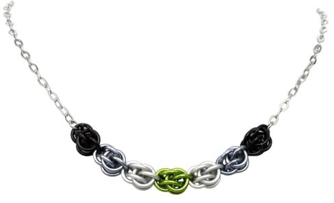Agender pride necklace, chainmail Sweetpea weave - great handmade gift for agender friends or family