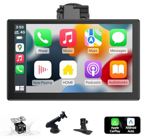 Spedal 9 Pouces CarPlay Voiture & Android Auto sans Fil avec Caméra de Recul 1080P, Portable Autoradio Carplay avec Écran Tactile de Voiture Navigation avec Lien Miroir/Bluetooth/AUX/FM