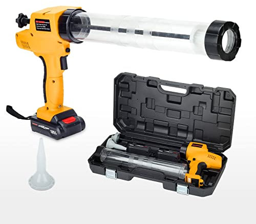 18V Electric Caulking Gun with 2 Batteries & Charger, Suitable for 10-20oz (300-600ML) Cartridges and Sausage Packs, Professional Cordless Caulk Gun for Caulking, Filling, Sealing