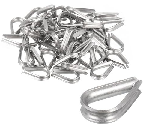 sourcing map 50Pcs M2 Stainless Steel Thimble for 2mm Dia Wire Rope, Wire Rope Cable Thimbles Rigging for Marine, Sunshade Sail, Fence