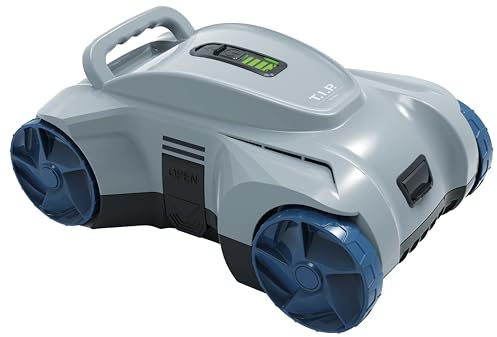 T.I.P. Akku Pool Roboter (80 m² Beckengröße, 4.600 l/h Fördermenge, 6.000 mAh Kapazität, Bodenreinigung, 80 min Laufzeit vollautomatisch, Trockenlaufschutz, Jet-Düsensystem) R8 AKKU, 30469
