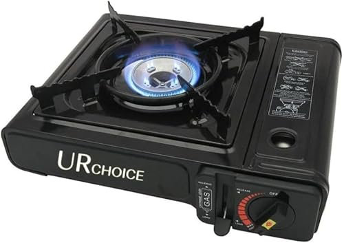 UR CHOICE Portable Black Camping Gas Stove with Cary Case | Heat Control | Single Burner | Ideal For Outdoor Camping, Caravan & BBQ, Gatherings, Parties, Cooking. (GAS STOVE X 1)