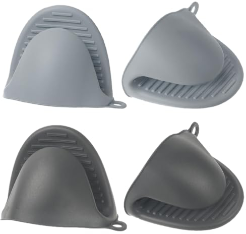 4Pcs Oven Gloves - Silicone Oven Mitts, Thicken Silicone Pot Holder, Waterproof Finger Gripper Mittens, Mini Heat Resistant Non-Slip Pinch Grips, BBQ Accessories for Kitchen Baking, Cooking, Grilling