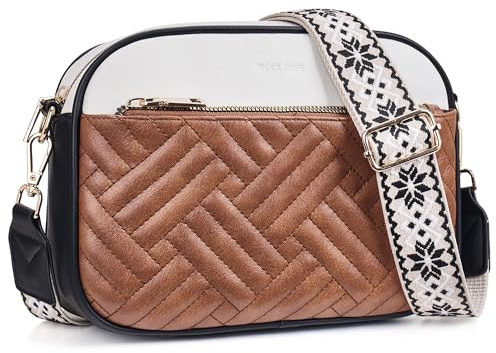 Roulens Gesteppte Damen Handy Umhängetasche, Veganes Leder Handy Schultertasche, Crossbody Bag für Damen mit Verstellbarem Breiter Gurt