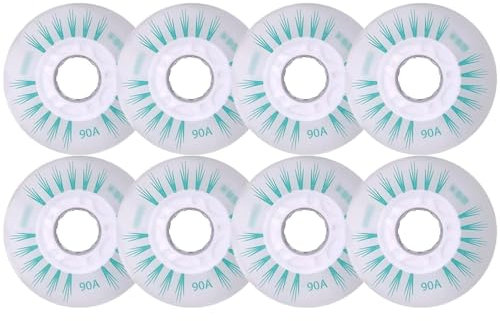 NBTRXWAFR Inline-Skate-Rollen 90A, LED-Leuchtrollen, Rollschuh-Rollen Flash-Inline-Skates-Ersatzrollen (8Er-Pack),Grün,72mm