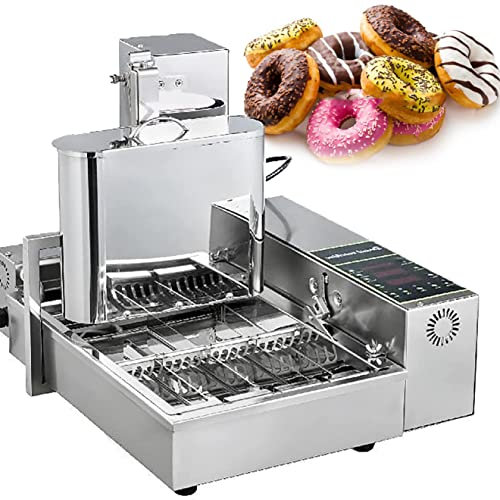 Electric Automatic Mini Doughnut Donut Machine Maker Fryer, 2000W 6 Rows 9.5L Hopper, Commercial Donuts Making Machine Frying mini Donuts Maker Adjustable Thickness 304 Stainless Steel,220V