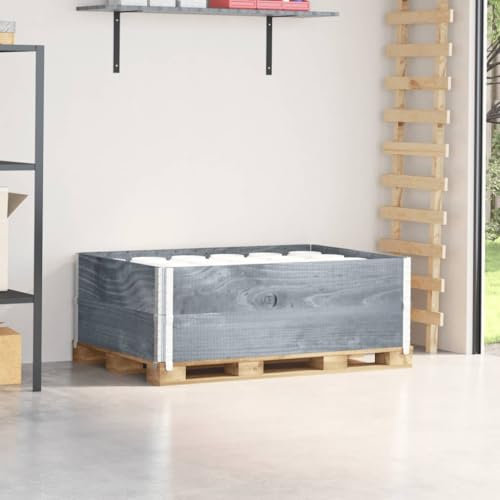 Homgoday Paletten-Aufsatzrahmen 2 STK. Palettenrahmen Holzrahmen Hochbeet Gartenbeet Stapelbar Faltbar, für Pflanzen, Blumen, Gemüse Grau 120x80 cm Massivholz Kiefer