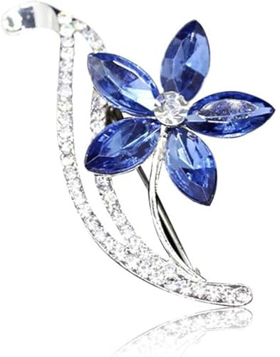 Forget Me Not Flower Brooch Vintage Female Women Rhinestone Crystal Brooch Pins Wedding Banquet Party Breastpins Badge Lapel Pin Shining Jewelry Gift for Girls Ladies Blue