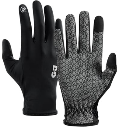 SUJAYU Dünne Vollfinger-Wanderhandschuhe für Damen und Herren, leichte Touchscreen-UV-Handschuhe zum Wandern, Laufen, Workout, Fahren, Damen und Herren, Schwarz, Größe XXL