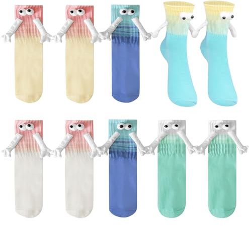 WANDGU 5 Paar Lustige Magnetische Socken mit Händen: Händchenhalten-Socken, Magnetische Hand in Hand, 3D Magnetische Freundschaftssocken, Geschenk für Paare Freunde Familie