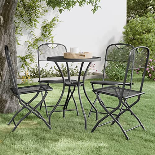 Xichuzi Klappbare Gartenstühle 4 STK Gartensessel, Campingstuhl, Hochlehner, Balkonstuhl, Balkonmöbel, Balkon Stuhl, Terrassenstühle, Streckgitter Anthrazit