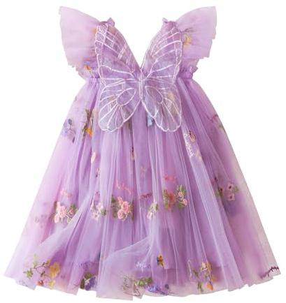 JiAmy Robe tutu en tulle pour bébé fille - Sans manches - Pour mariage, fête d'anniversaire - Vêtements de princesse pour filles de 6 mois à 5 ans, violet, 2-3 ans