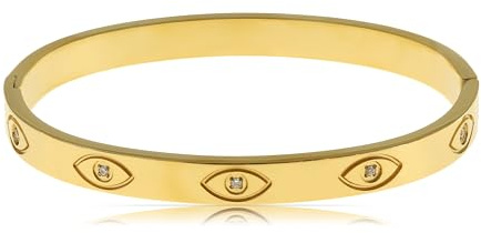 Made by Nami Armreif Damen Gold mit eingravierten Evil Eyes aus Chirurgischer Edelstahl 5.8 cm Wasserfester Schmuck Boho Armreif