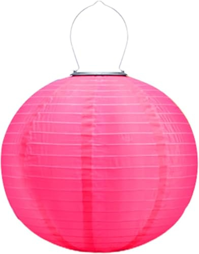 Lampions Außen Wetterfest, Solarlampions für Außen Hängend, 30cm Solar LED Laterne Wasserdicht Hängende Nylon Laterne Gartenlaterne Solarlaterne für Garten, Balkon,Hof,Fest Deko (1 Stück/Pink#)