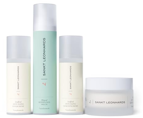 SANKT LEONHARDS - Anti-Aging Set - Reinigungsmilch, Gesichtscreme, Gesichtsmaske & Handcreme - mit wertvoller Bio-Molke aus Stuten- & Ziegenmilch & natürlichen Wirkstoffen für ein strafferes Hautbild