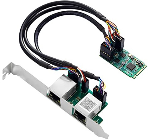 Pesfehhy Tarjeta de Red M.2 a Doble Puerto 2.5G Gigabit 2 Puertos RJ45 2500 Mbps 1000M B/M Ranura para Llave, TamañO 2242