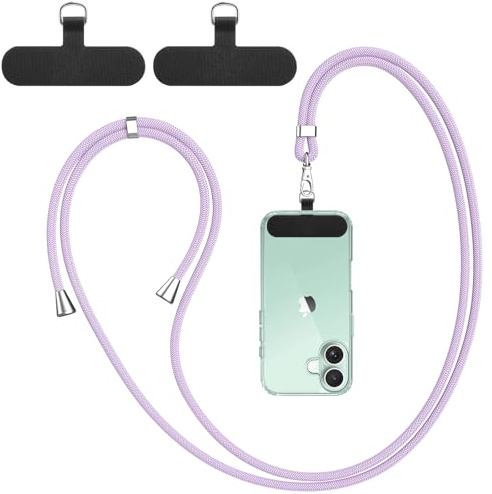 Vancle Cordon para Movil Universal, con 2 Parches Duraderos, Cuerdas Ajustables de 1,6m, Correa Cruzada para el Cuello y Muñeca, Compatible con Mayoría de Las Fundas de Teléfono