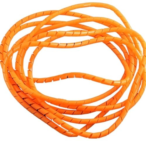 Spiral Cable,6mm 10mm Spiral Wire Wrapping Bands Organizer Cable Sleeve Winding Pipe Line Tube Protection Cord Sheath Bundle Management Hose wraps cable(Orange Color,10mm ID 5 Meter)