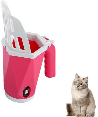 Praktische Katzenschaufel mit Behälter für Katzentoiletten | Hochwertige Schaufel mit integriertem Sammelbehälter | Robust, leicht zu reinigen & spülmaschinenfest (Rot)