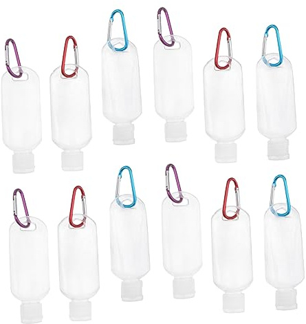 OFFIGAM Porta Gel da Borsa 50ml Bottiglie Ricaricabili con Gancio in Petg, Contenitori Anti-perdita per Viaggi e Attività All'aperto, Confezione da 10 Pezzi Colore Casuale