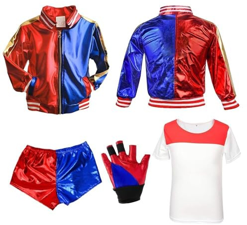 BITOYO Costume da Bambini, con Giacca T-Shirt Pantaloncini e Guanti Costumi per Halloween Carnevale Feste Costumi Cosplay 130cm (L)