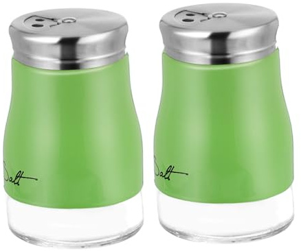 Mobestech 2 Pezzi Barattoli per Spezie Vetro con Acciaio Spargisale e Spargipepe Facili da Usare Medie per Dosaggio Preciso per e Condimenti Cucina