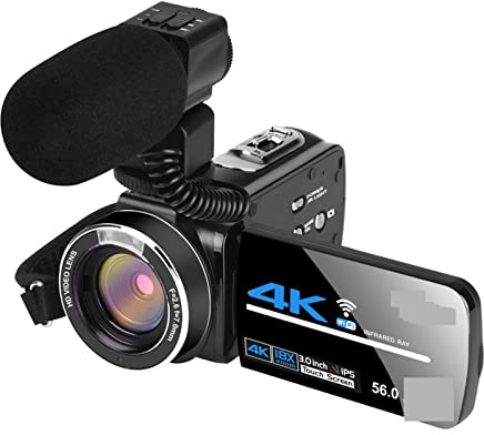 Caméra vidéo de Vision Nocturne 4K for la Prise de Vue en extérieur Caméscope numérique Streaming Vlog Recorder Cadeau pour débutants(16G SD Card,NA-U600-LT)