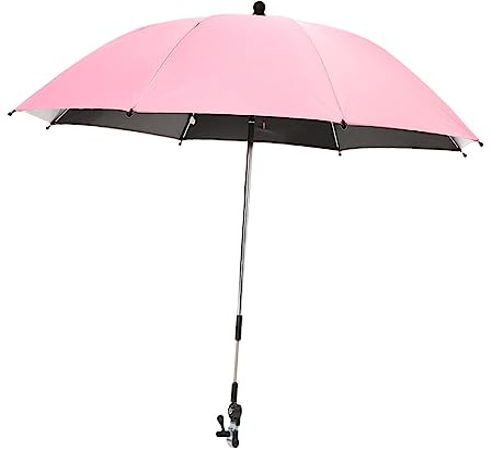 Universeller Kinderwagen-Sonnenschirm, wasserdicht, mit Klemme, für Kinderwagen, 84 x 85 cm, verstellbarer Sonnenschutz, Rosa