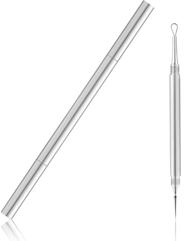 Aililong Set Strumenti Spremi Brufoli (Argento) – Rimozione Punti Neri/Comedoni/Milia, Pulizia Pori, Alta qualità
