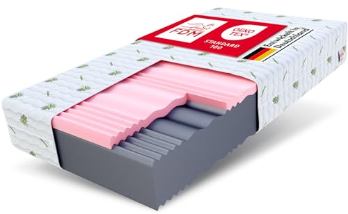 FDM Matratze 1800x200 cm Härtegrad H3 H4 Höhe 24 cm Kaltschaummatratze HR-Schaum Visco-Schaum 7 Komfortzonen mit Hypoallergenem Waschbarem Aloe Vera Bezug Oeko-Tex Lunera Max Double