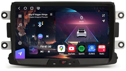 Qualcomm 8-Core 8GB+128GB Android 14 Autoradio Bluetooth GPS Navigatore per Renault Dacia Duster Logan Sandero Dokker Lodgy 8 Pollici Schermo IPS Carplay Android Auto WiFi 4G FM RDS DAB+ USB Canbus