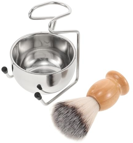 LOORGVEL Herren Rasierset mit hautfreundlichem Rasierpinsel und Edelstahl Rasiercremeschale Ergonomischer Griff für sanfte Massage Nassrasur Pflege Set Geschenk Männer