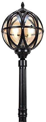 Classic IP54 Waterproof Outdoor Column Lantern 2.1m Tall Cast Aluminum & Glass E27 Patio Light for Yard Porch Gate Black - Elegant Garden Lighting Solution.