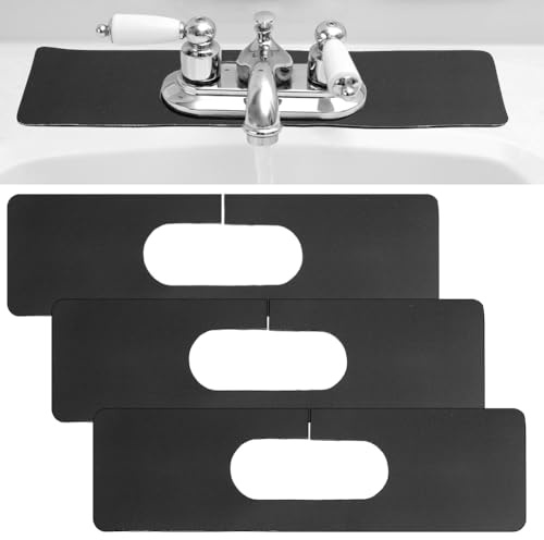 AHANDMAKER 3 tappetini per rubinetto, paraspruzzi, con foro ovale, per cucina, bagno, lavandino, paraspruzzi, dietro il rubinetto