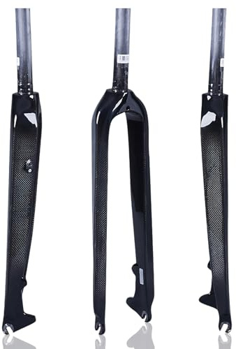 HZXQCVB 26/27,5/29 Pouces Fibre De Carbone VTT Fourche Rigide Tube Droit 1-1/8'' Frein À Disque Libération Rapide Fourches Avant De Vélo(Glossy Black,29'')
