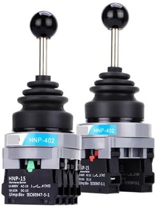 AUBEST Industrial Joystick, 30mm Rotary Power Toggle Joystick Rocker Switch, 2 4 Way Position Self Locking Latching Reset Momentary Cross Switches P-201(2Way Reset 2NO)