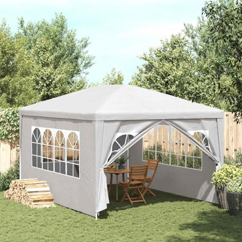 Massbinet Premium Pavillon Wasserdicht Stabil Pavillon mit Seitenwänden Partyzelt für Camping Party 3x4 m Weiß