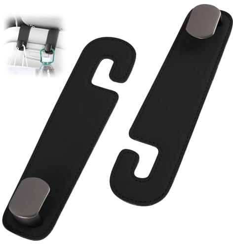 2 robuste Haken für Kopfstütze, Universal-Kfz-Haken aus Leder, Universalhaken für Kopfstütze, Rücksitz für Handtasche, Einkaufstaschen, Autozubehör