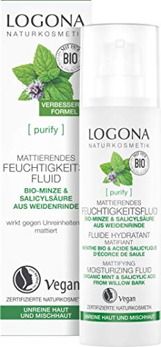 LOGONA Naturkosmetik Klärendes Tag & Nacht Feuchtigkeitsfluid, Verfeinert & beruhigt das Hautbild, Vegan, 30ml