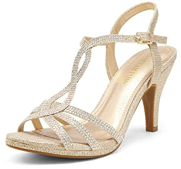 DREAM PAIRS Women's Heeled Sandals Wedding Platform Sandal for Women, AMORE_3,Size 6.5,Cold-2,AMORE_3