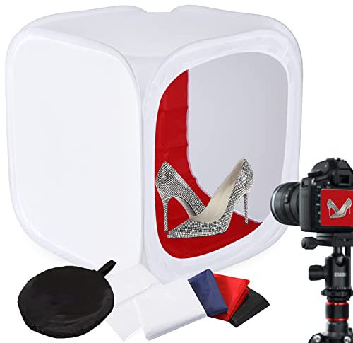 Light Box Photography 90x90cm 35'' Portable Photo Studio with 4 Background, Light Box Shooting Tent for Photo Studio Product Shooting