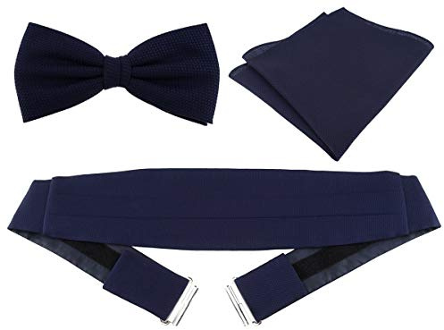 TigerTie - Herren Kummerbund Pique + Fliege + Einstecktuch in uni gemustert
