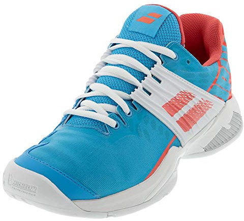 Babolat Damen Propulse Fury Allcourtschuh Blau, Weiß Tennisschuhe, Sky Blue/pink, 36,5 EU