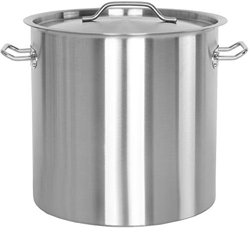 Beeketal 'BKT-21' Gastronomie Kochtopf ca. 20 Liter aus Edelstahl mit starken Griffen und Deckel, Topf für alle Herdarten geeignet (Induktion, Gas, Glaskeramik), ideal als z.B. Suppentopf