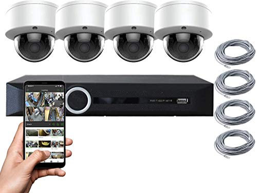 Starlight - Sistema di telecamere di sicurezza a circuito chiuso a circuito chiuso con 4 telecamere IP da 5 MP e NVR, con telecamera IP per esterni e NVR, visione notturna, telecomando per