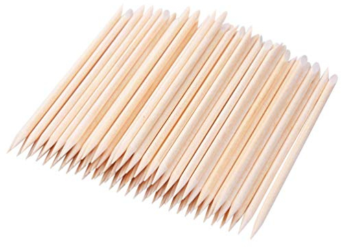 100 STÜCKE Orangefarbene Holzstäbchen, TEOYALL Doppelende Holz Nagelhautschieber Nail Art Maniküre Pediküre Werkzeuge (100pcs)